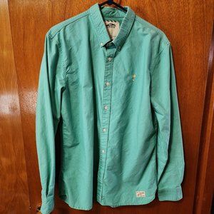 Men's Large Vans Of The Walls Green Palm Tree Long Sleeve Button Down Shirt